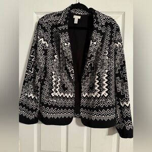 CHICO’S Blazer/Jacket Black & White Size 3